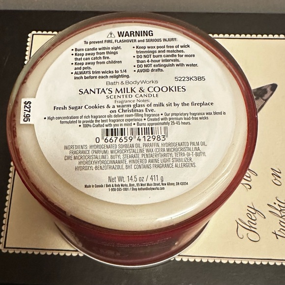 Bath & Body Works Santa’s Milk & Cookies 3-Wick Scented Candle - Picture 2 of 3
